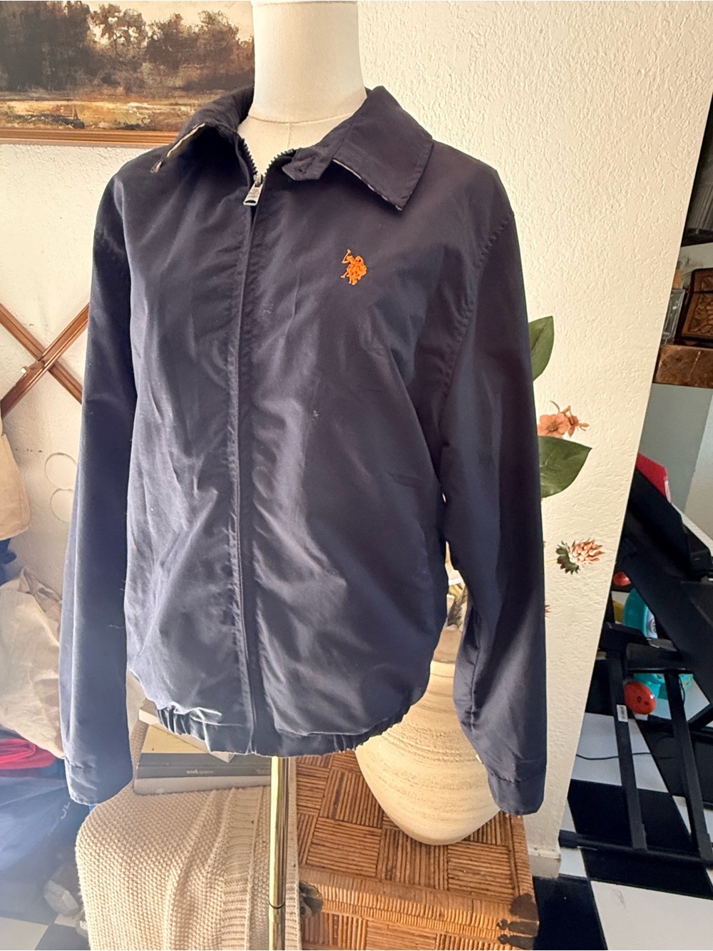 U.S. Polo Assn. Dark Brown Full-Zip Jacket with Branded Brass Zipper